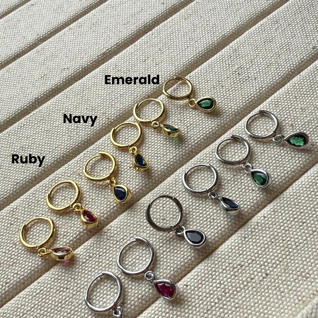 The Tear Drop Coloured Stone Earrings