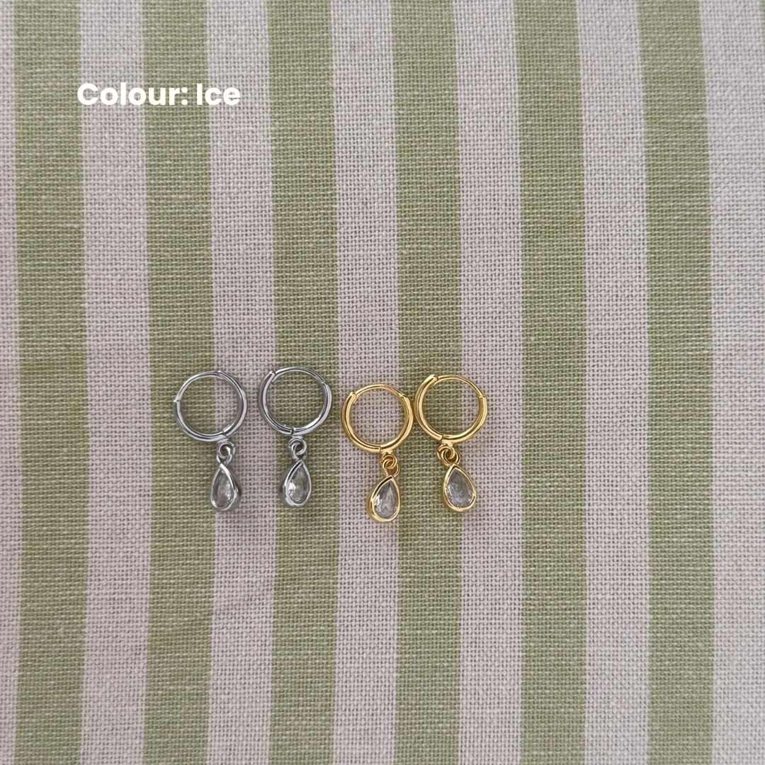 The Tear Drop Coloured Stone Earrings