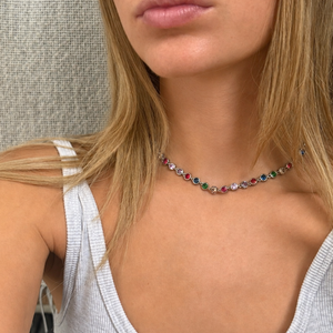 The Elba Coloured Stone Tennis Necklace