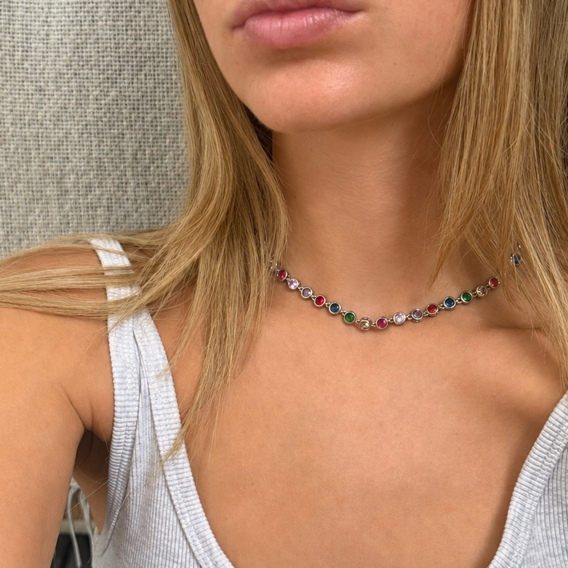 The Elba Coloured Stone Tennis Necklace
