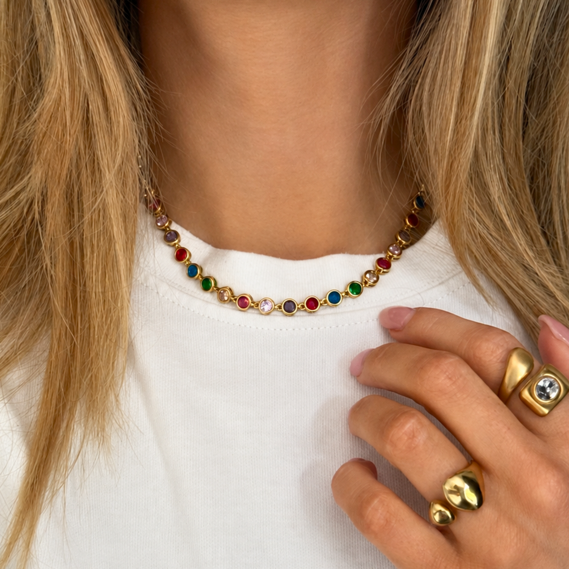 The Elba Coloured Stone Tennis Necklace