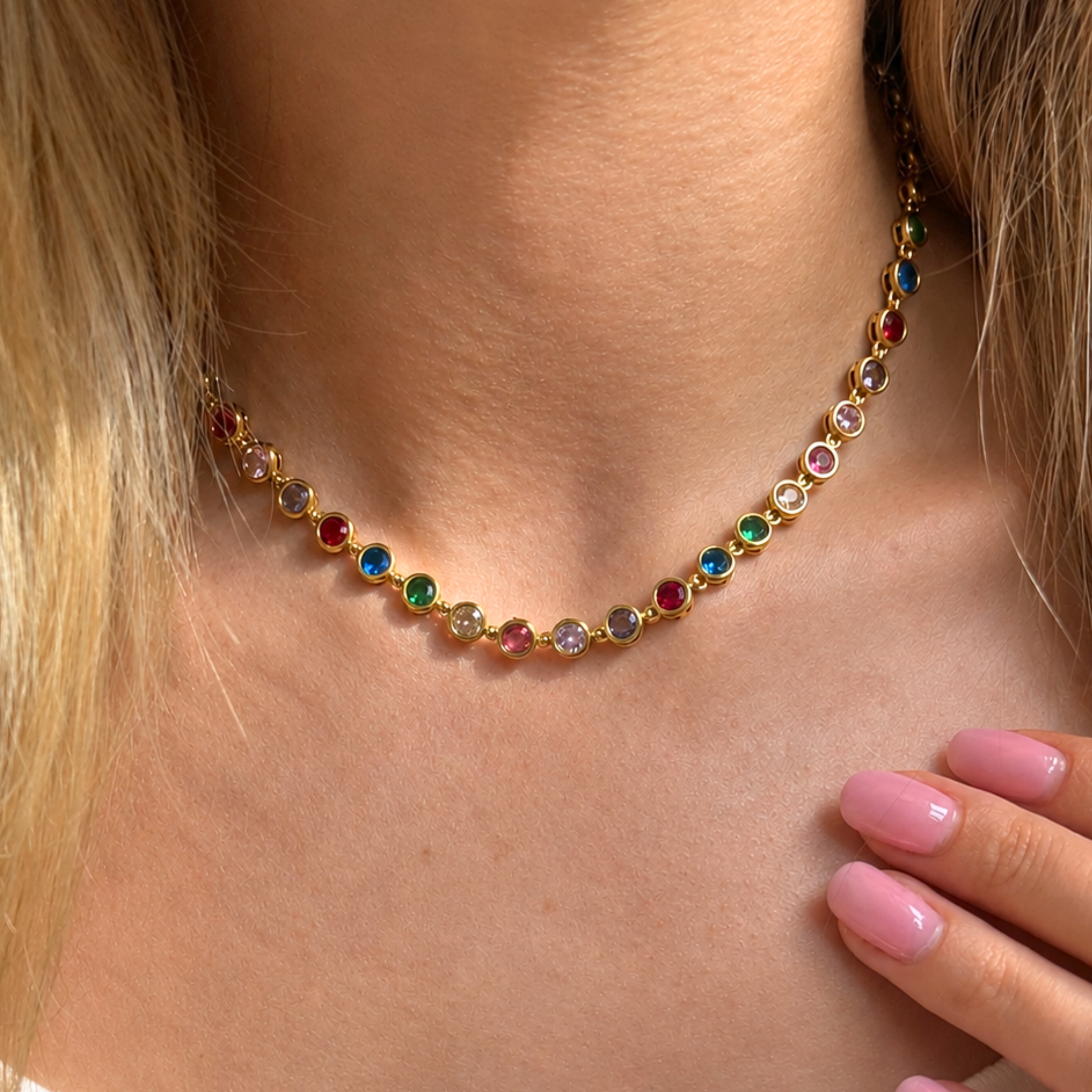 The Elba Coloured Stone Tennis Necklace