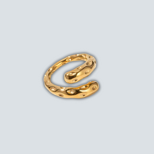 Gold ring with a textured design, TARNISH FREE, WATEPROOF