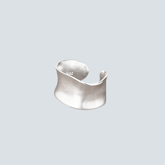 Silver OPEN ADJUSTABLE CHUNKY STATEMENT ring on a light gray background