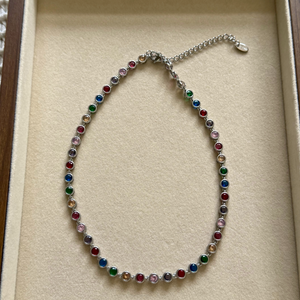 The Elba Coloured Stone Tennis Necklace