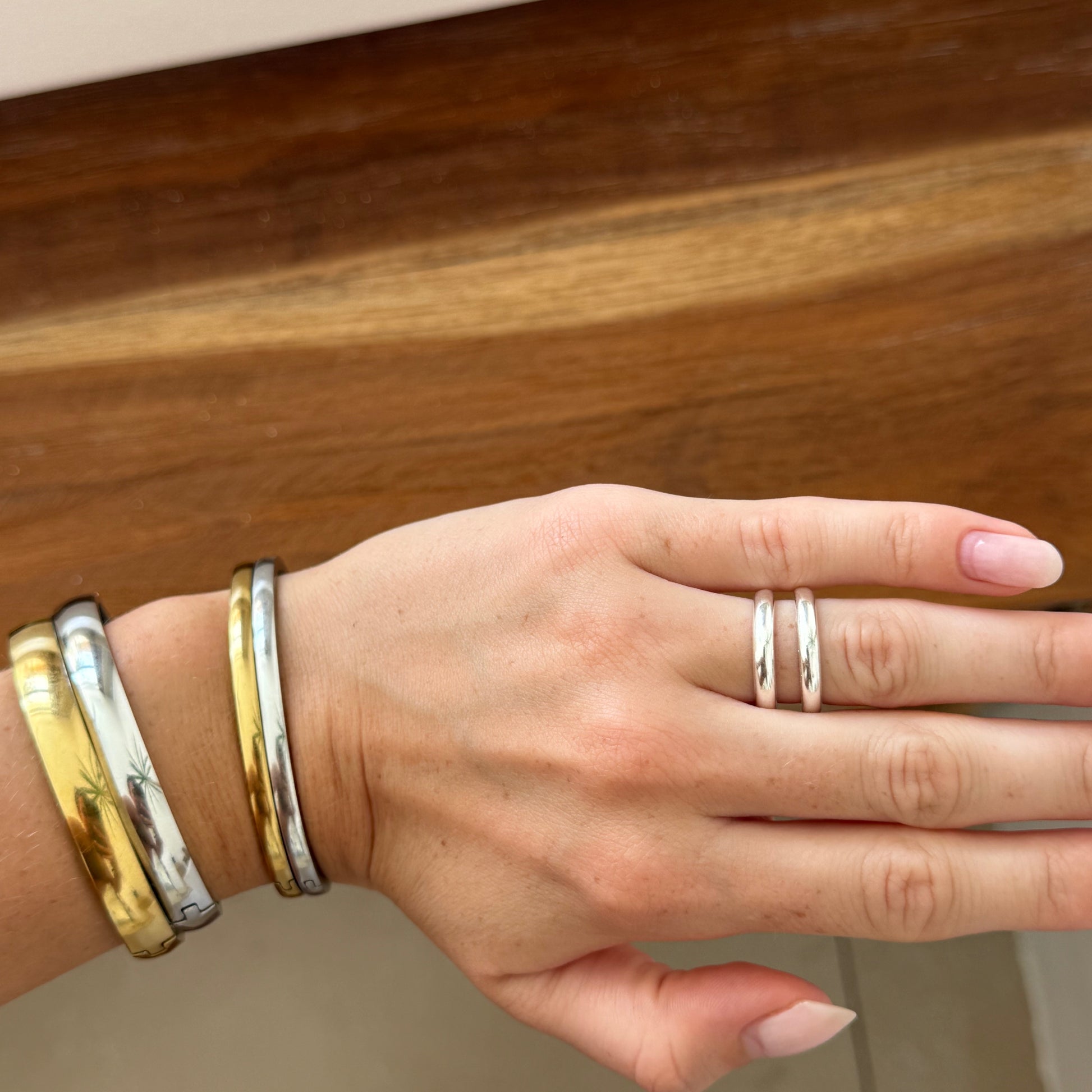 The Parallel Silver Double Band Ring