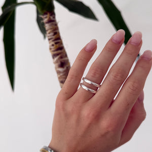 The Parallel Silver Double Band Ring